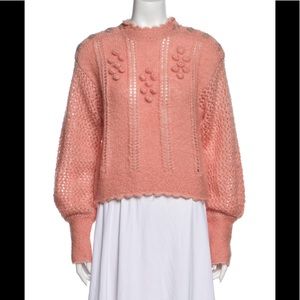 LoveShackFancy pink sweater,mohair pullover small #loveshackfancy